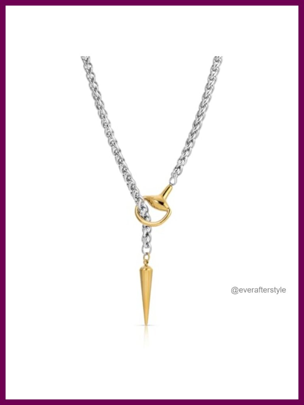 Chunky Stainless Steel Y Necklace 18K Gold Plated Horsebit Bullet